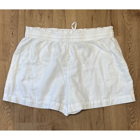 LOFT Women's White Linen Blend Drawstring Elastic Waist Shorts XL - Picture 4 of 7